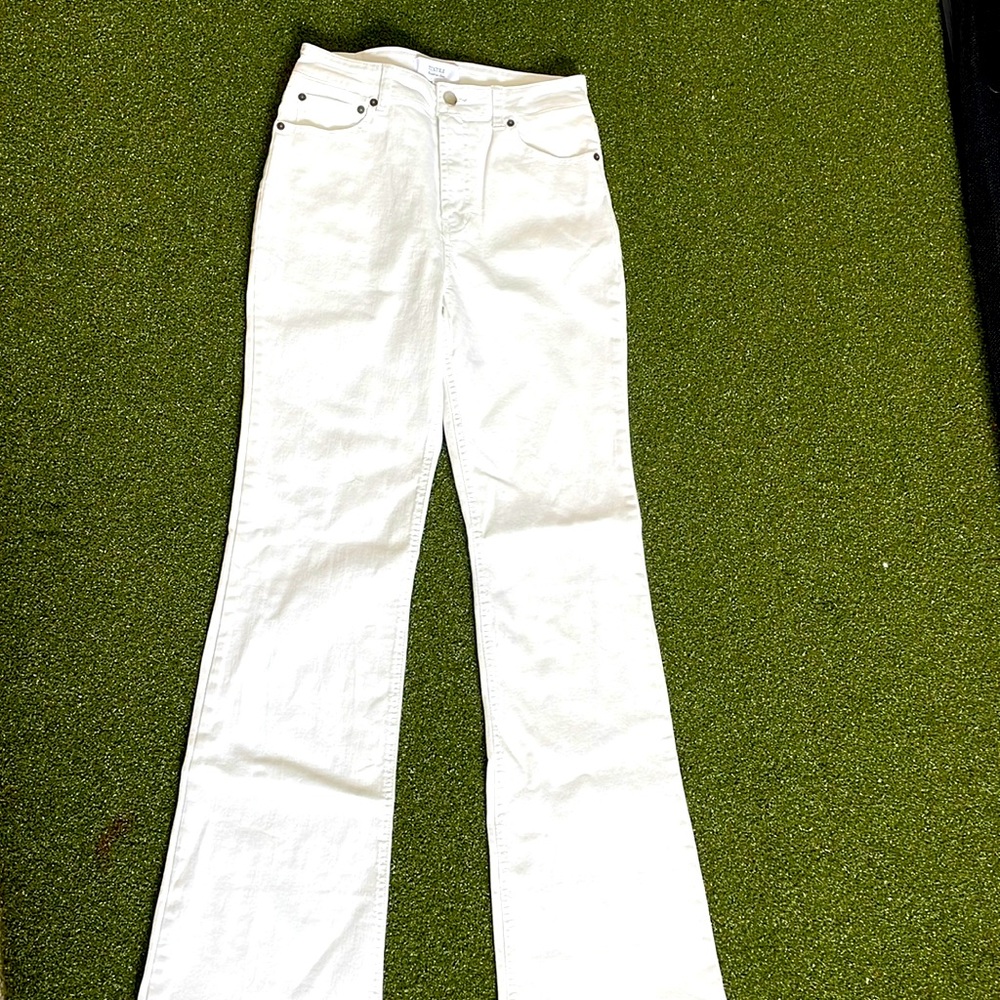 Textile by Elizabeth & James High waisted flare leg white jeans